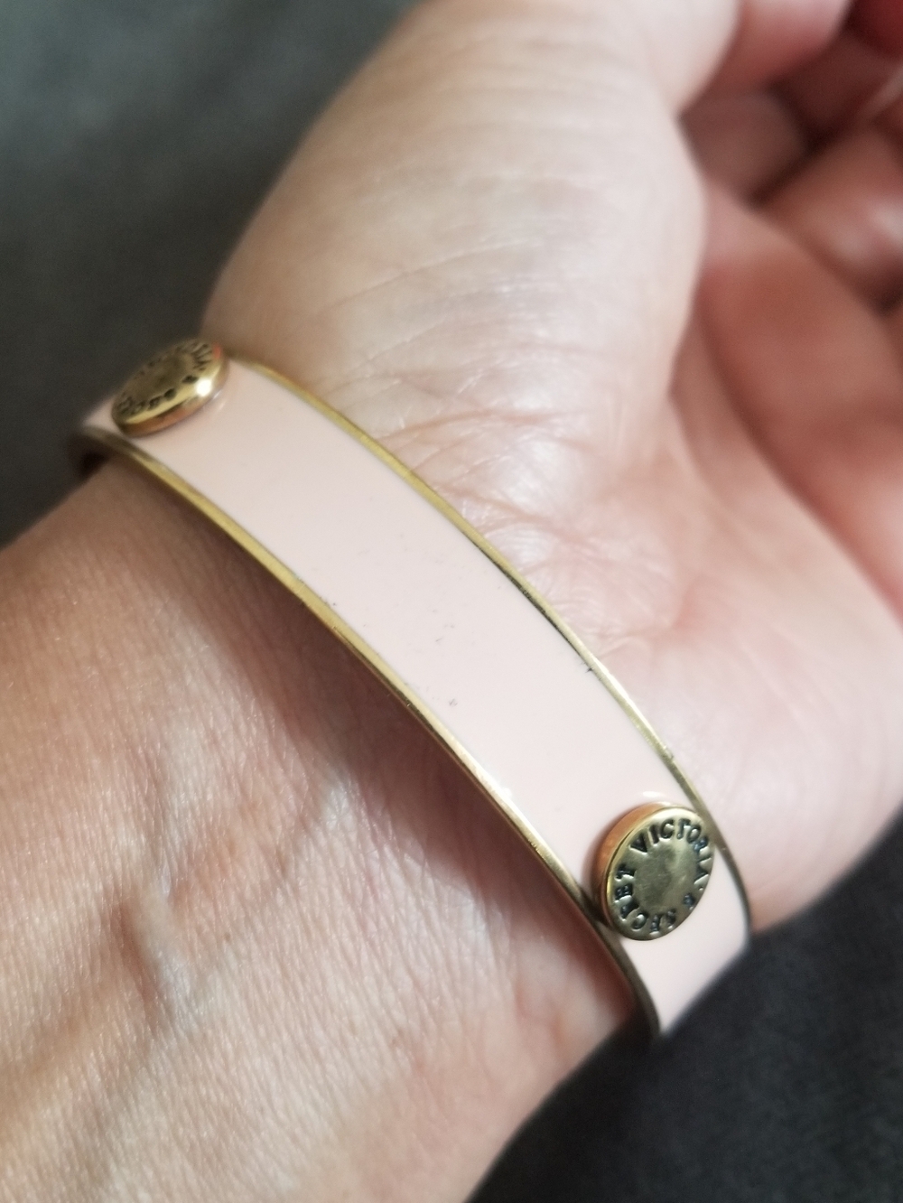 Victoria's Secret Cloisonne Bangle Pink Enamel Gold Trim Bracelet